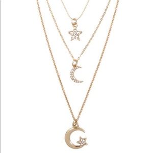 Star moon layered necklace